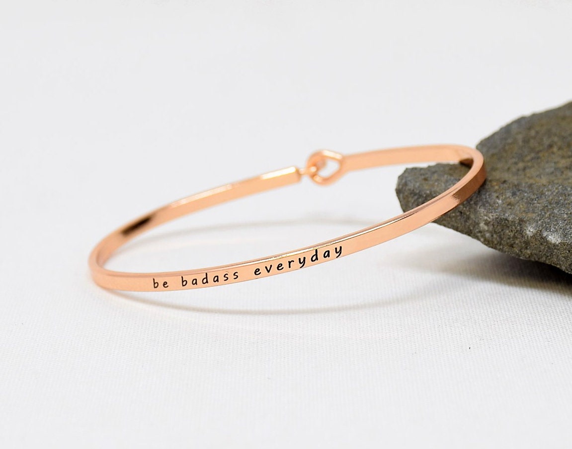 be badass everyday - Bracelet Bangle with Message for Women Girl Daughter Wife Holiday Anniversary Special Gift