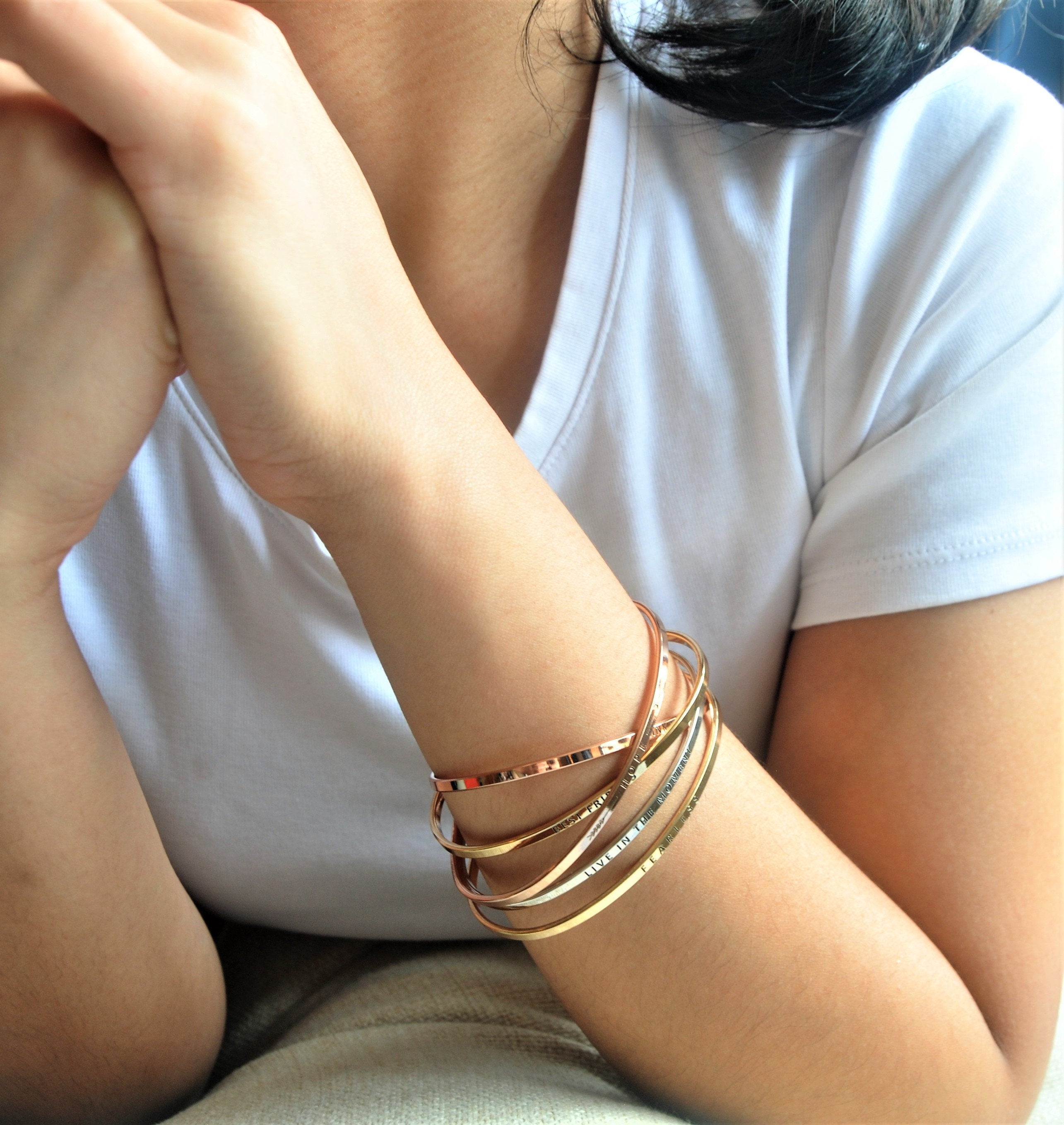 Actually I Can - Bracelet Bangle with Message for Women Girl Daughter Wife Holiday Anniversary Special Gift