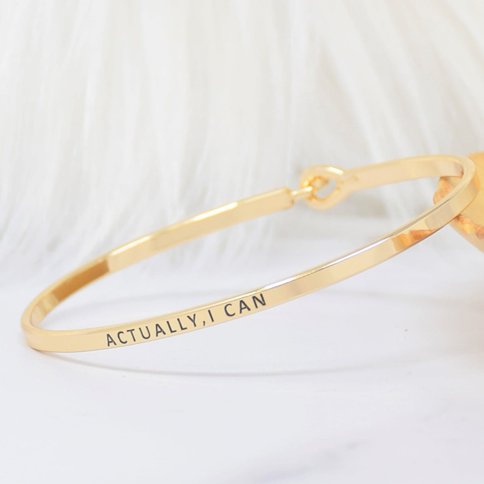 Actually I Can - Bracelet Bangle with Message for Women Girl Daughter Wife Holiday Anniversary Special Gift