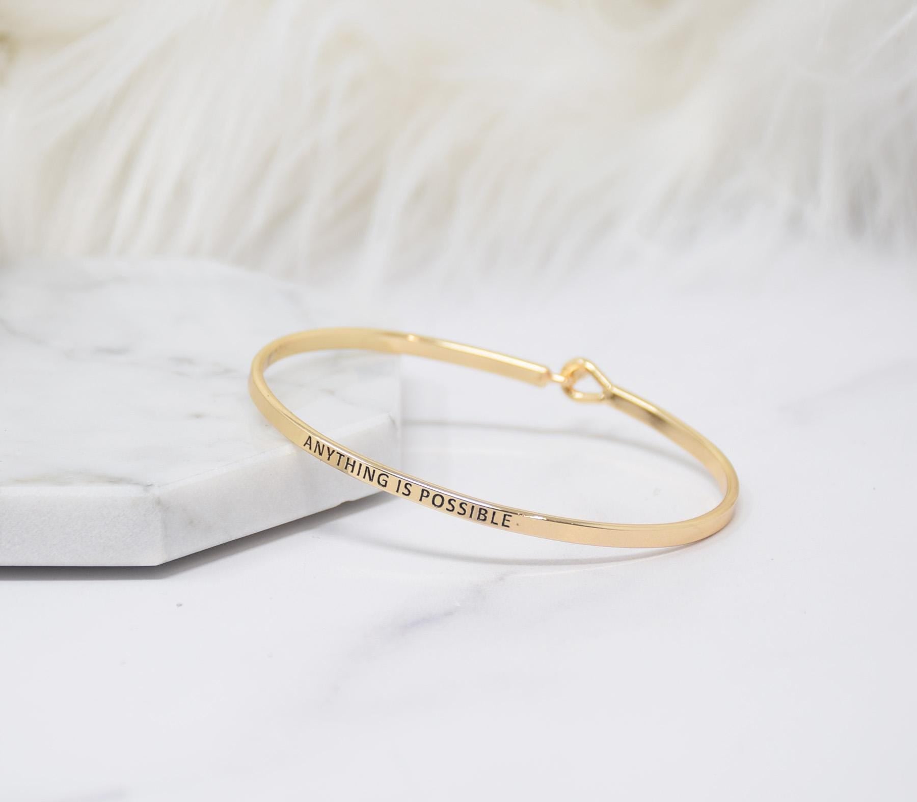 Anything Is Possible - Bracelet Bangle with Message for Women Girl Daughter Wife Holiday Anniversary Special Gift