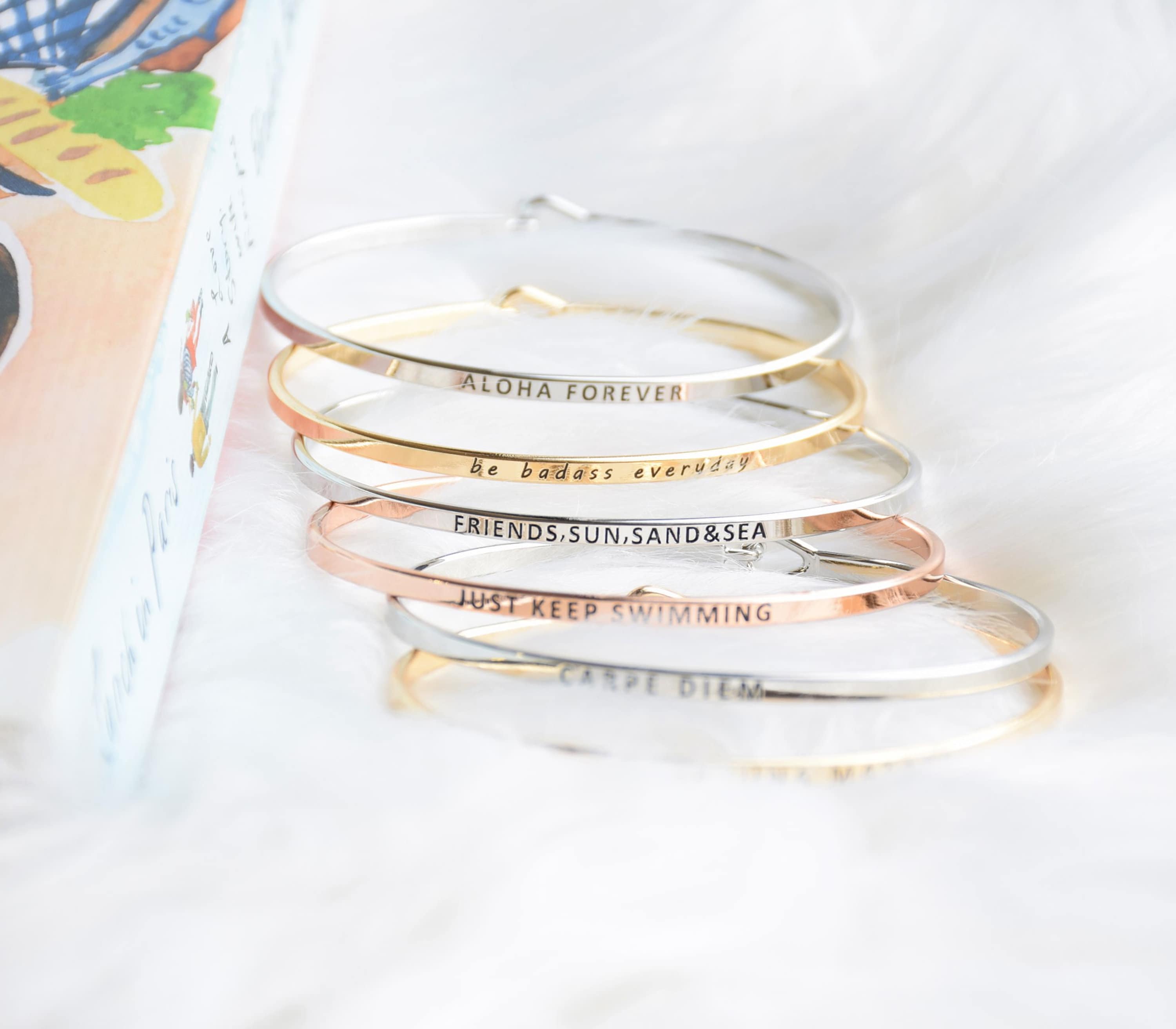 Actually I Can - Bracelet Bangle with Message for Women Girl Daughter Wife Holiday Anniversary Special Gift