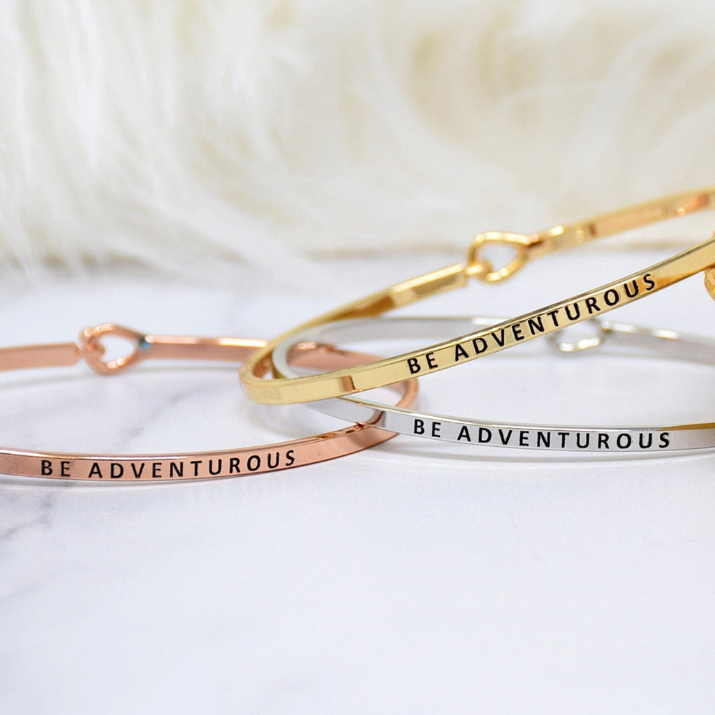 Be Adventurous - Bracelet Bangle with Message for Women Girl Daughter Wife Holiday Anniversary Special Gift