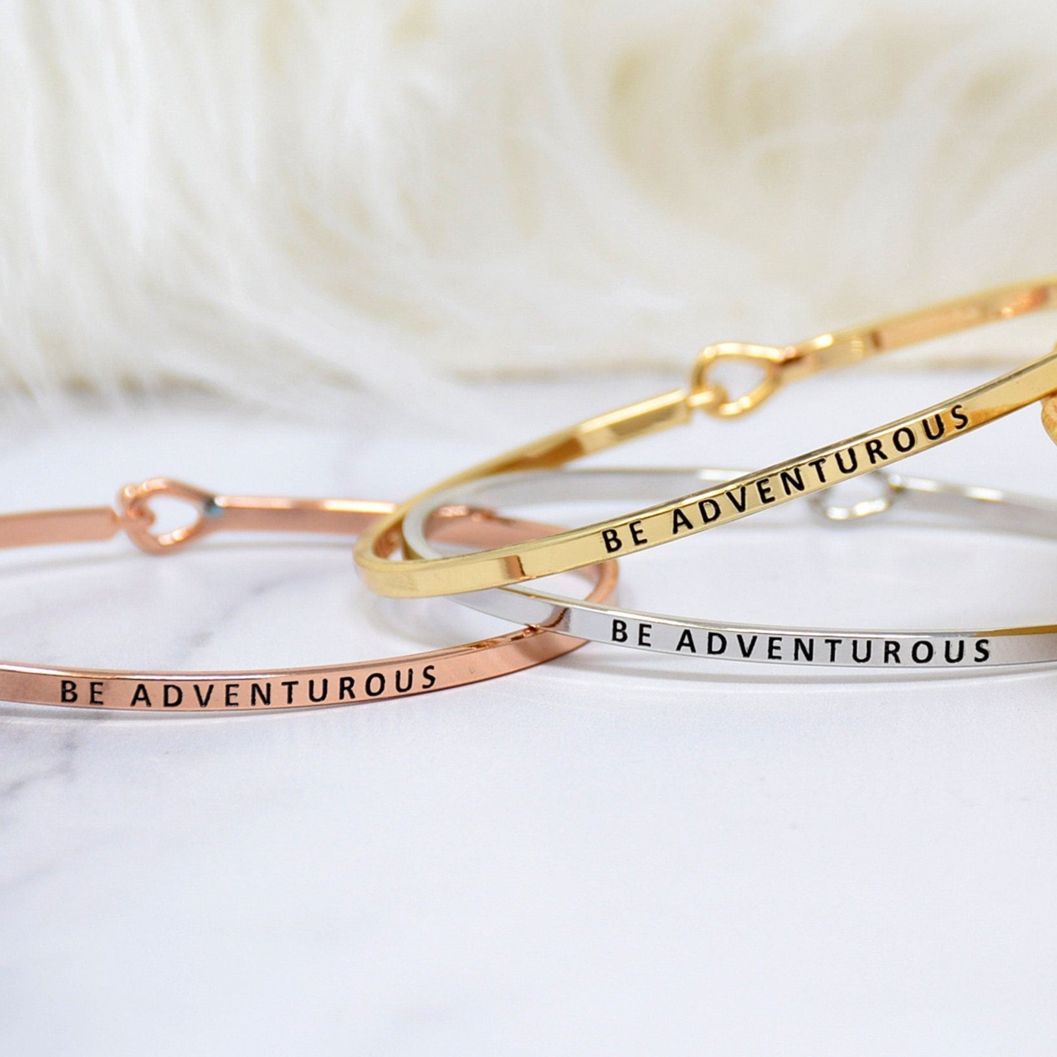 Be Adventurous - Bracelet Bangle with Message for Women Girl Daughter Wife Holiday Anniversary Special Gift