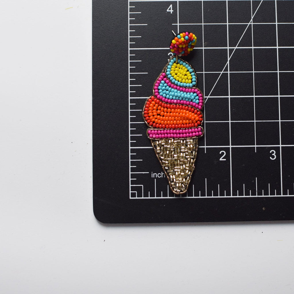Ice-cream Rainbow Earring, Post Earrings, Beaded Earrings, Gift ideas, Spring Earrings, Summer Earrings, Woman's Earrings, Statement Earring