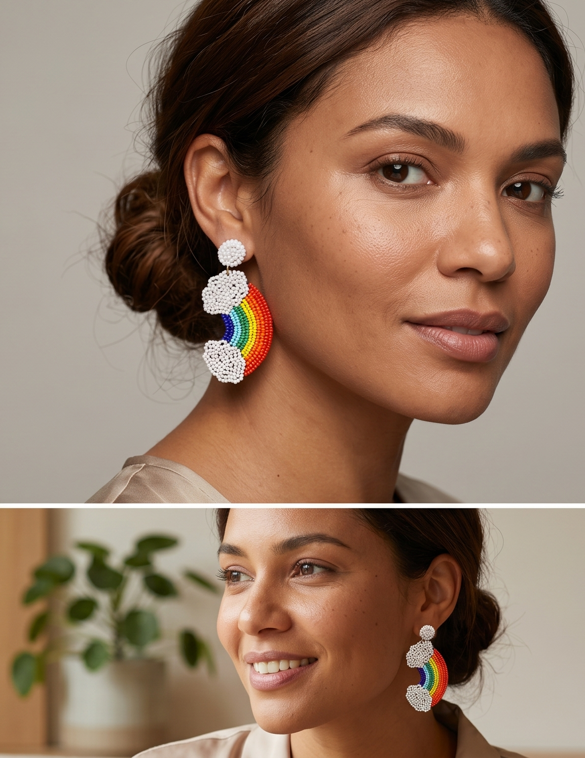 Cloud Rainbow Earring, Post Earrings, Beaded Earrings, Gift ideas, Spring Earrings, Summer Earrings, Woman's Earrings | 420
