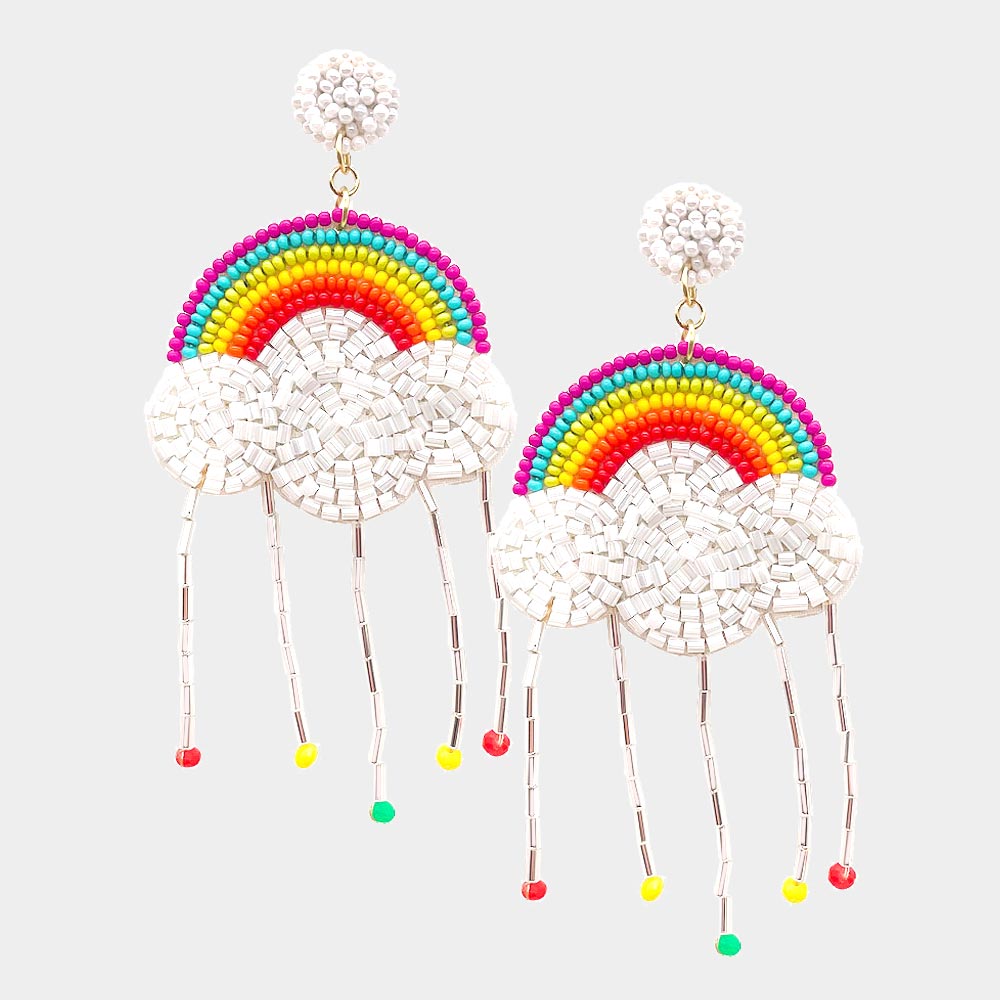 Rainbow Earring, Post Earrings, Beaded Earrings, Gift ideas | 671