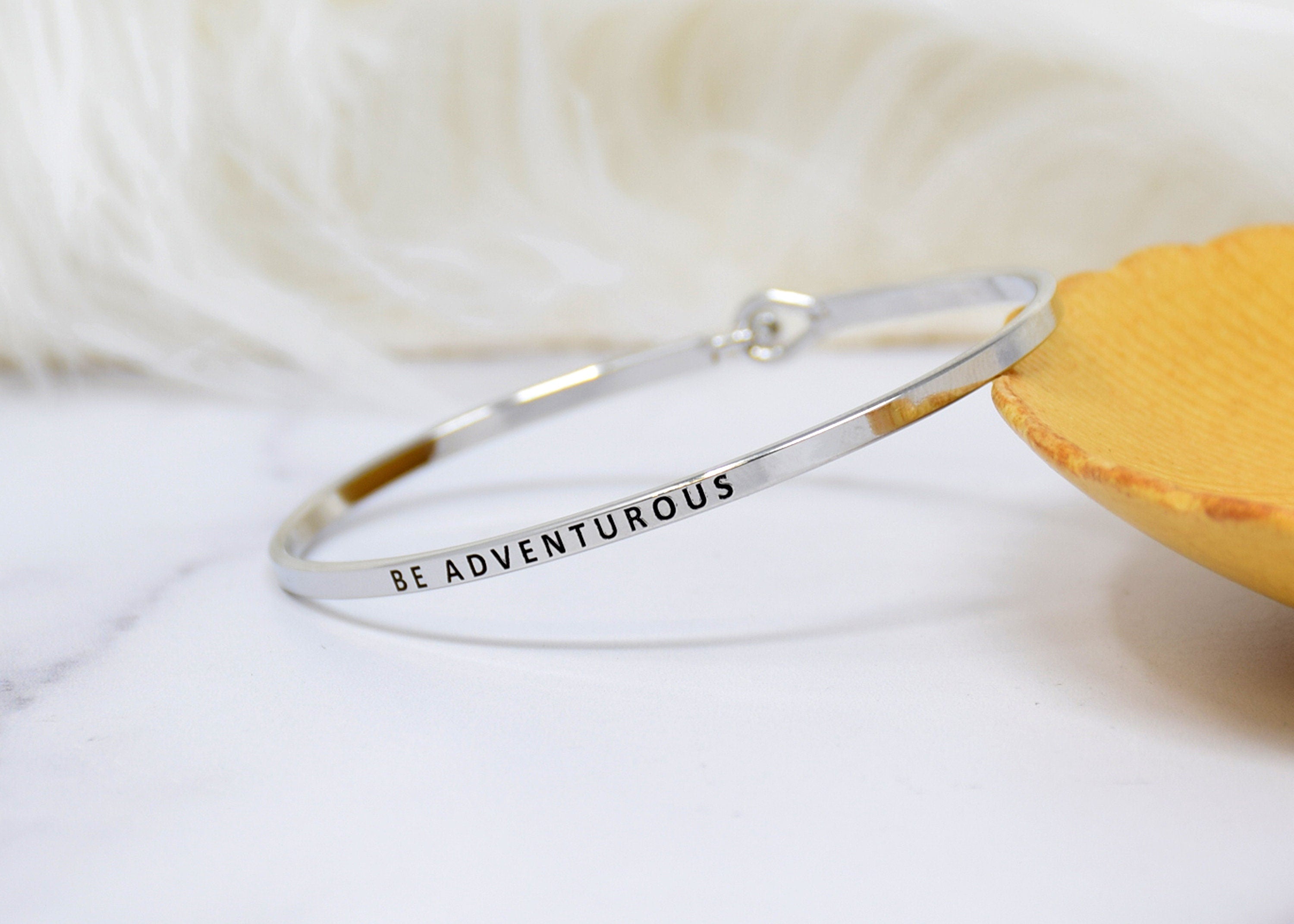 Be Adventurous - Bracelet Bangle with Message for Women Girl Daughter Wife Holiday Anniversary Special Gift