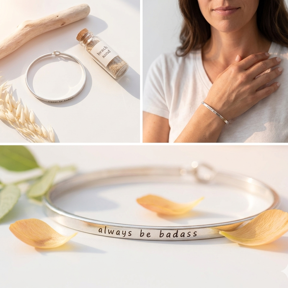 always be badass - Bracelet Bangle with Message for Women Girl Daughter Wife Holiday Anniversary Special Gift