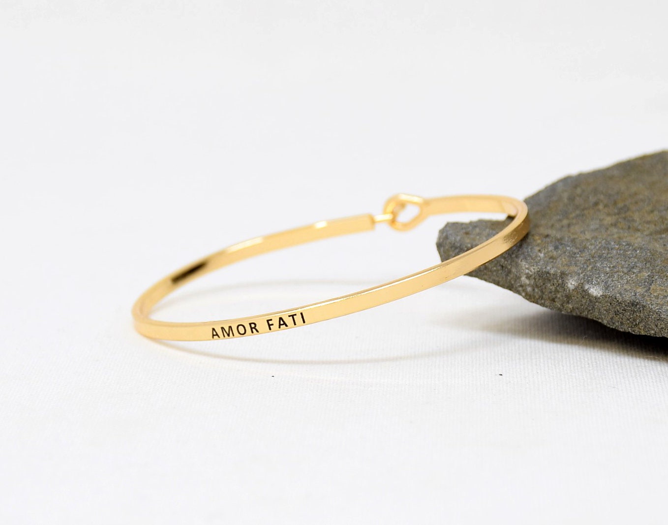Amor Fati - Bracelet Bangle with Message for Women Girl Daughter Wife Holiday Anniversary Special Gift