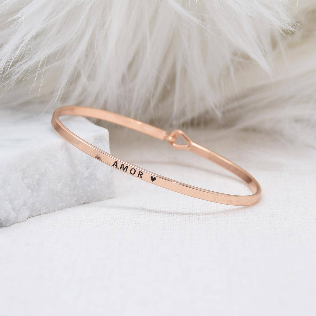 Amor  - Bracelet Bangle with Message for Women Girl Daughter Wife Holiday Anniversary Special Gift