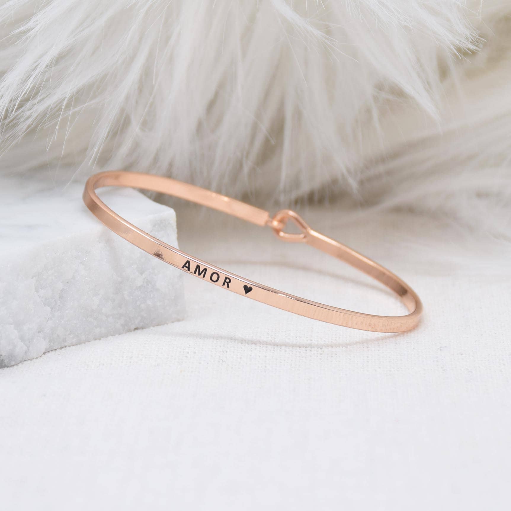 Amor  - Bracelet Bangle with Message for Women Girl Daughter Wife Holiday Anniversary Special Gift