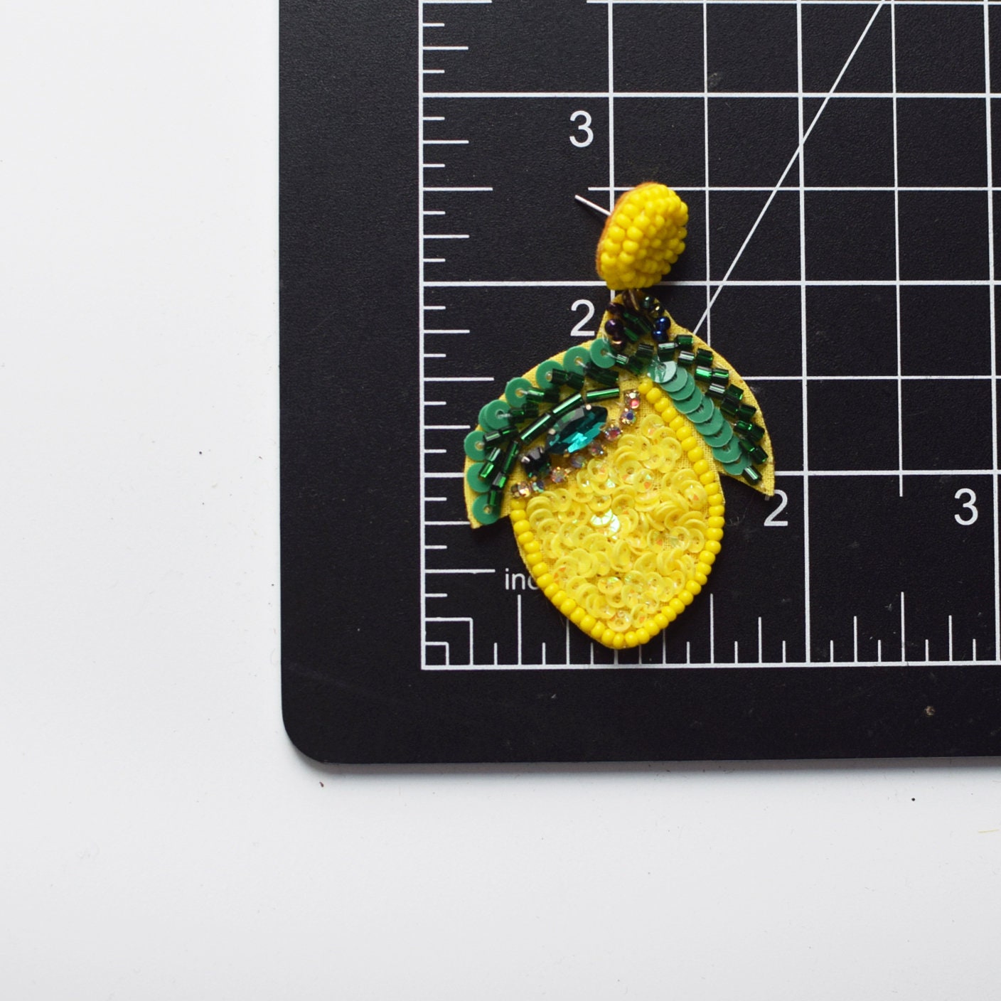 Yellow Lemon Earring, Post Earrings, Beaded Earrings, Gift ideas, Spring Earrings, Summer Earrings, Woman's Earrings, Statement Piece | 281