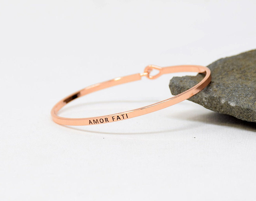 Amor Fati - Bracelet Bangle with Message for Women Girl Daughter Wife Holiday Anniversary Special Gift
