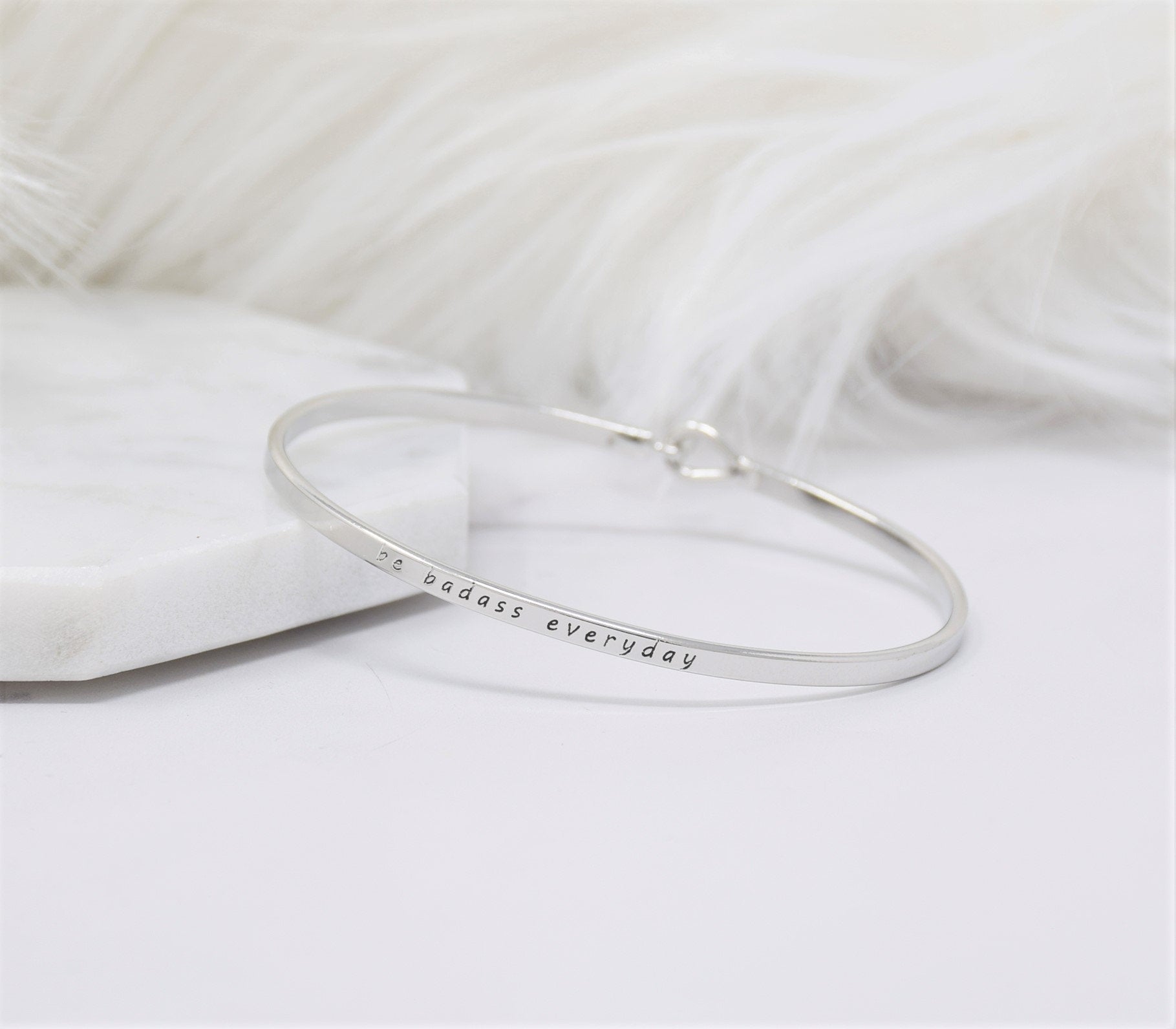 be badass everyday - Bracelet Bangle with Message for Women Girl Daughter Wife Holiday Anniversary Special Gift
